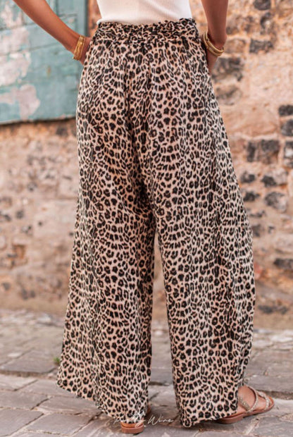 Leopardo rašto vasarinės kelnės